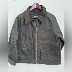 Barbour Croxdale Waxed Cotton Jacket in archive olive size 8